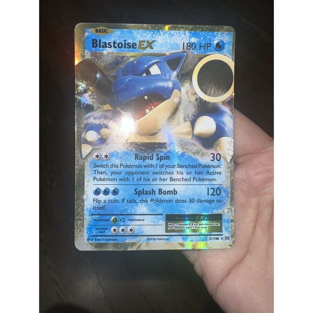 Blastoise EX 21/108 MISCUT ERROR!‎ off center oc Holo Rare Pokemon Evolutions HP